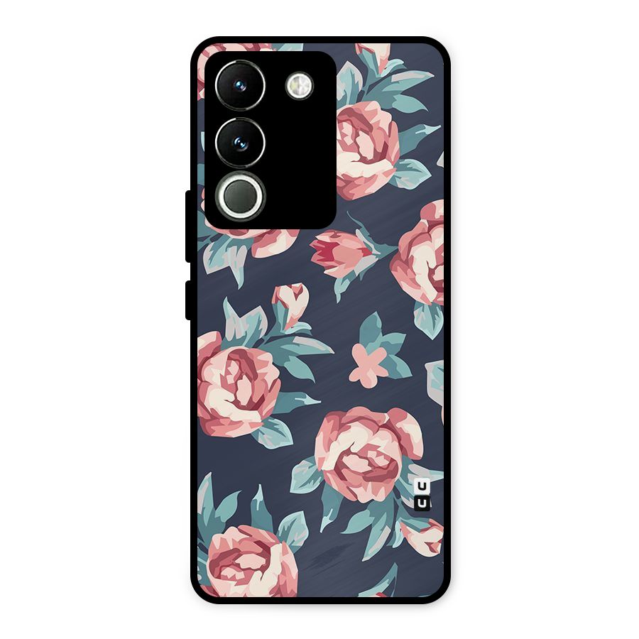 Flowers Painting Metal Back Case for Vivo Y200