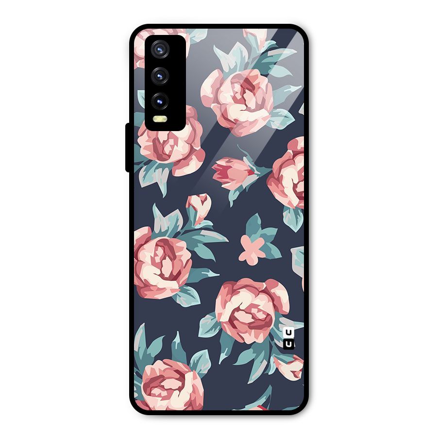 Flowers Painting Metal Back Case for Vivo Y20i