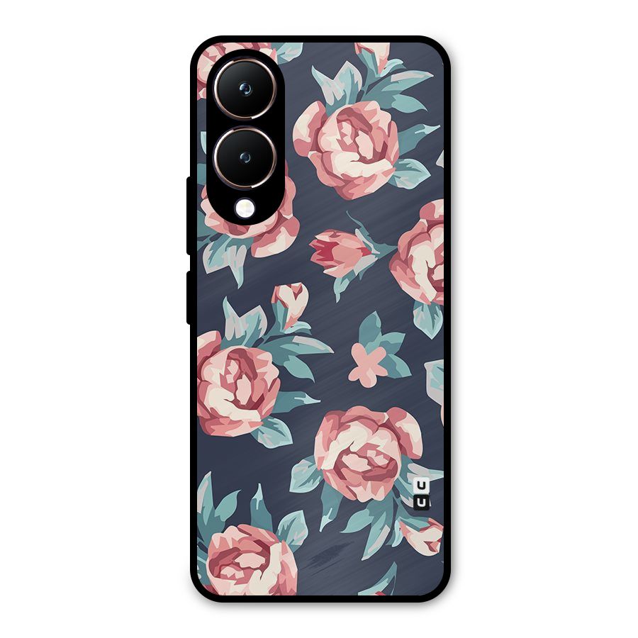 Flowers Painting Metal Back Case for Vivo Y28