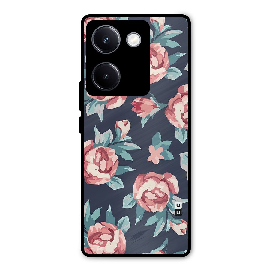 Flowers Painting Metal Back Case for Vivo Y300 Plus