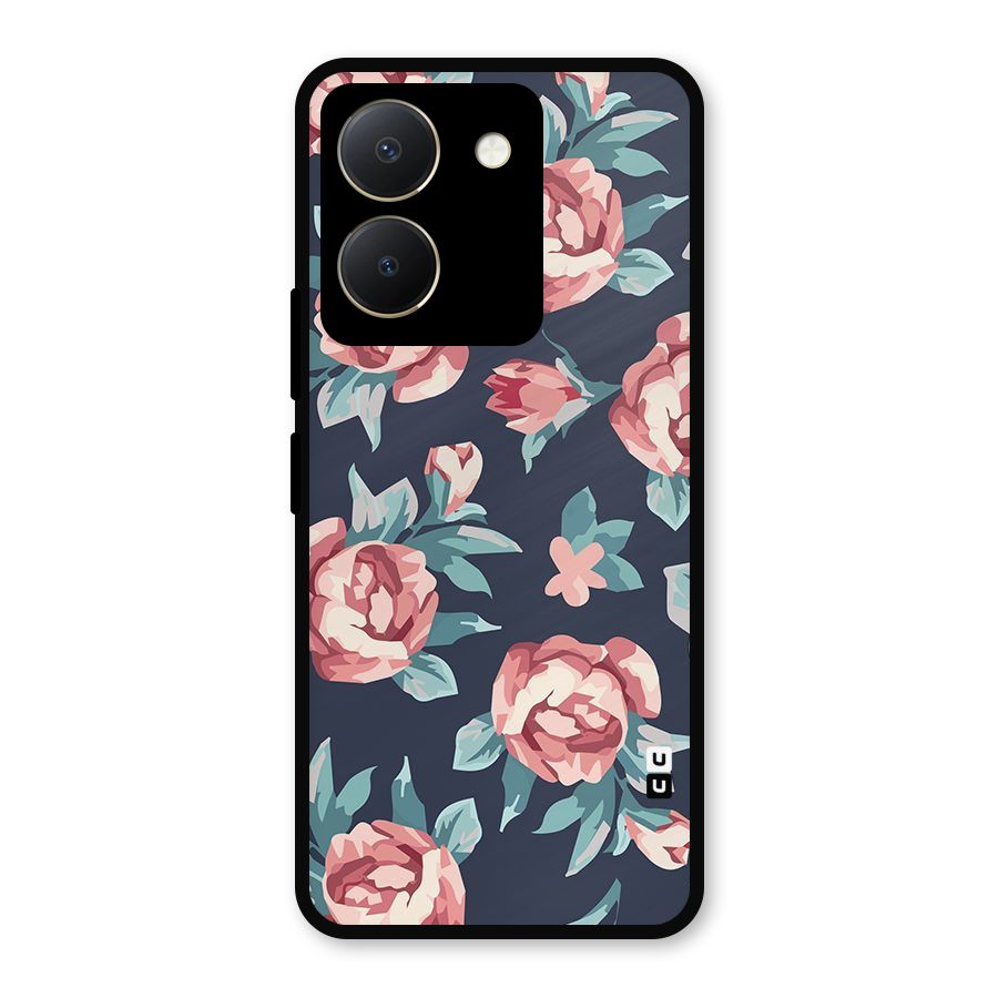 Flowers Painting Metal Back Case for Vivo Y36