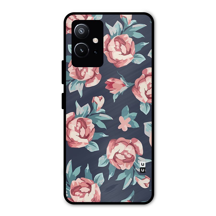 Flowers Painting Metal Back Case for Vivo Y75 5G