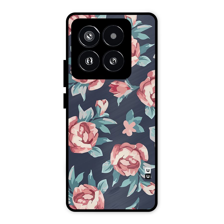 Flowers Painting Metal Back Case for Xiaomi 14 Pro