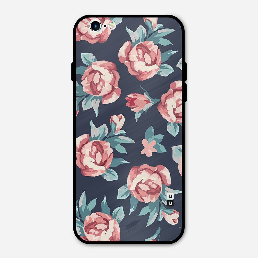 Flowers Painting Metal Back Case for iPhone 6 6s