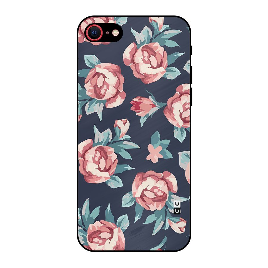 Flowers Painting Metal Back Case for iPhone 7