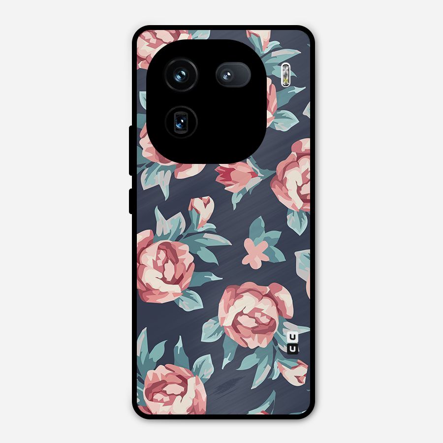 Flowers Painting Metal Back Case for iQOO 12