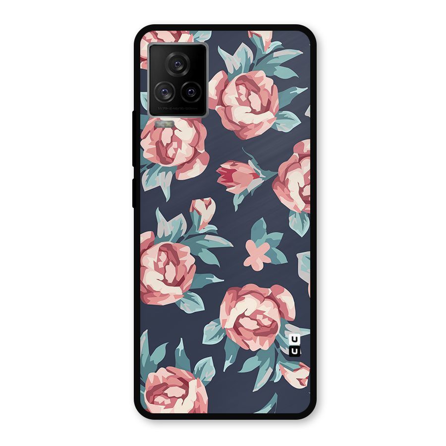 Flowers Painting Metal Back Case for iQOO 7 Legend 5G