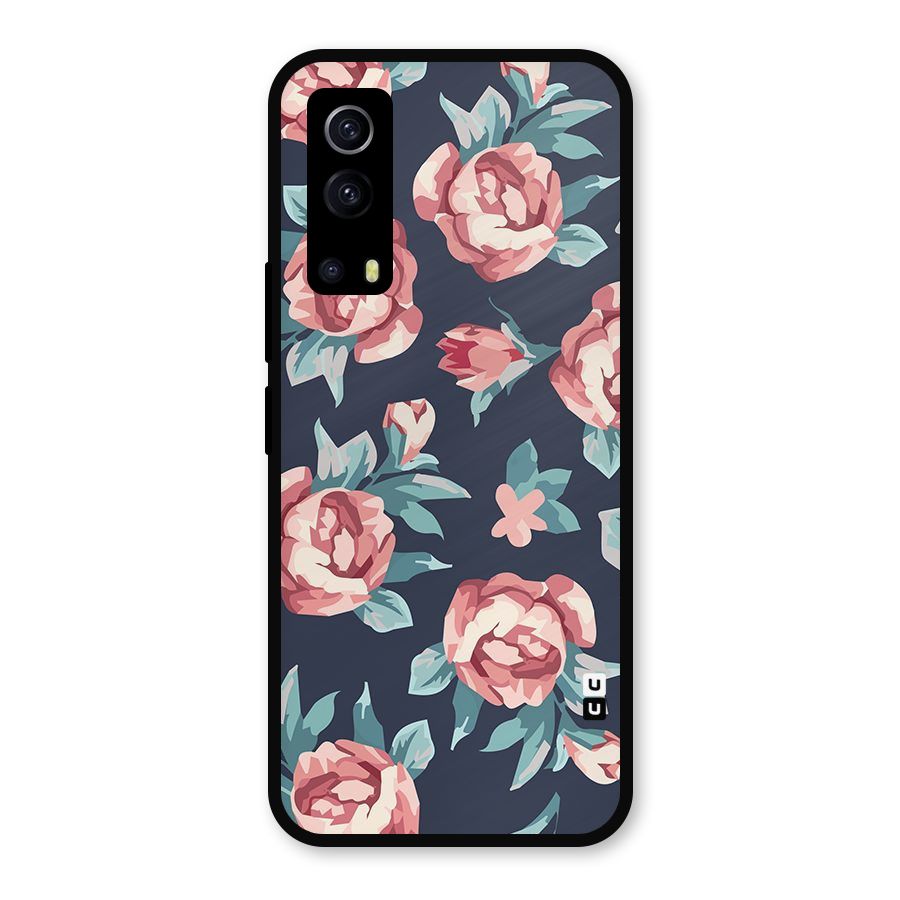 Flowers Painting Metal Back Case for iQOO Z3