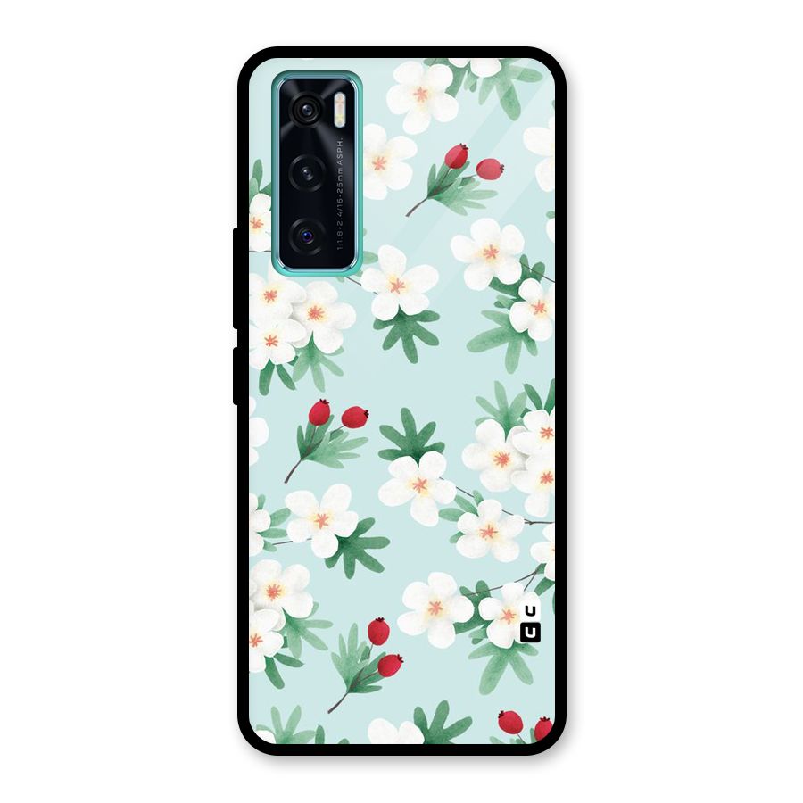 Flowers Pastel Glass Back Case for Vivo V20 SE