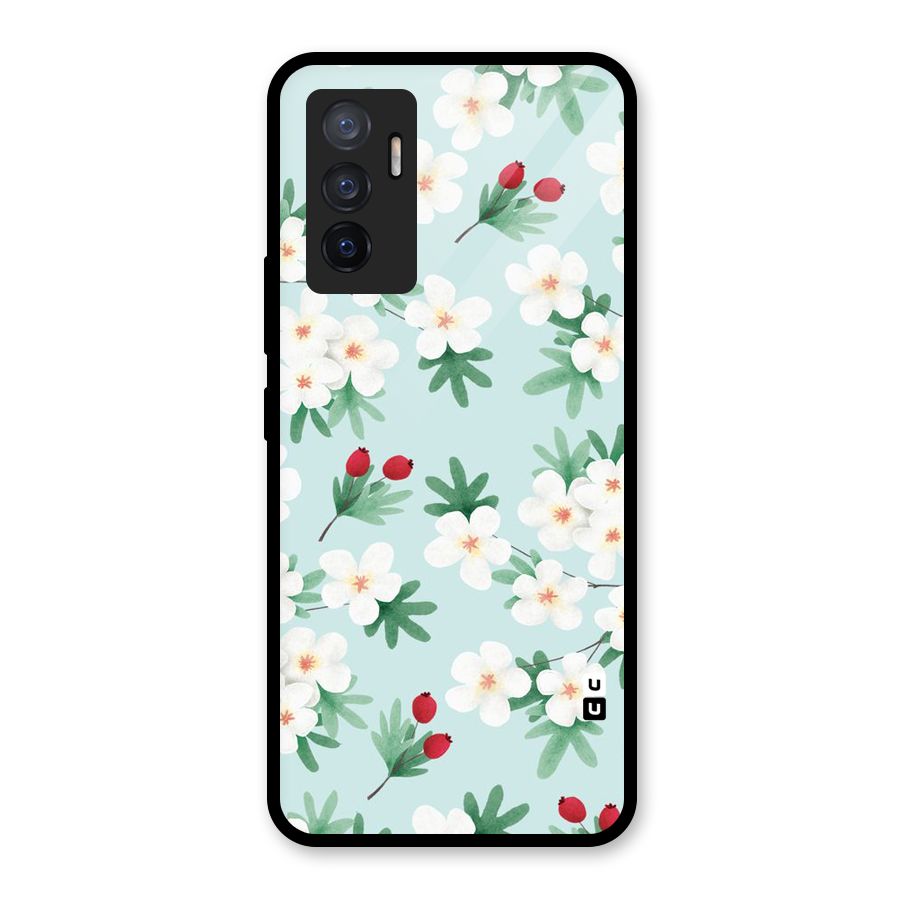 Flowers Pastel Glass Back Case for Vivo V23e