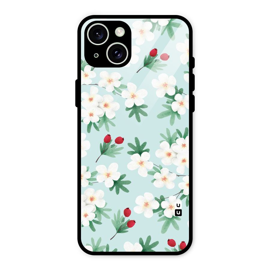 Flowers Pastel Glass Back Case for iPhone 15 Plus