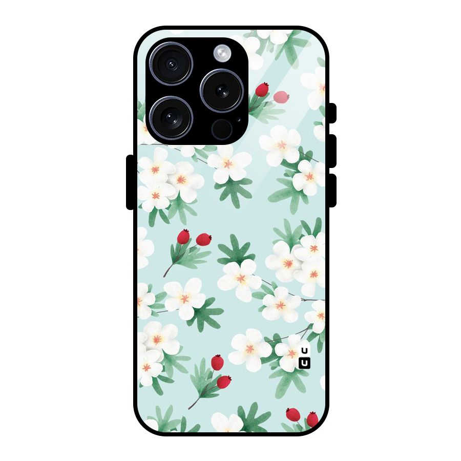 Flowers Pastel Glass Back Case for iPhone 15 Pro