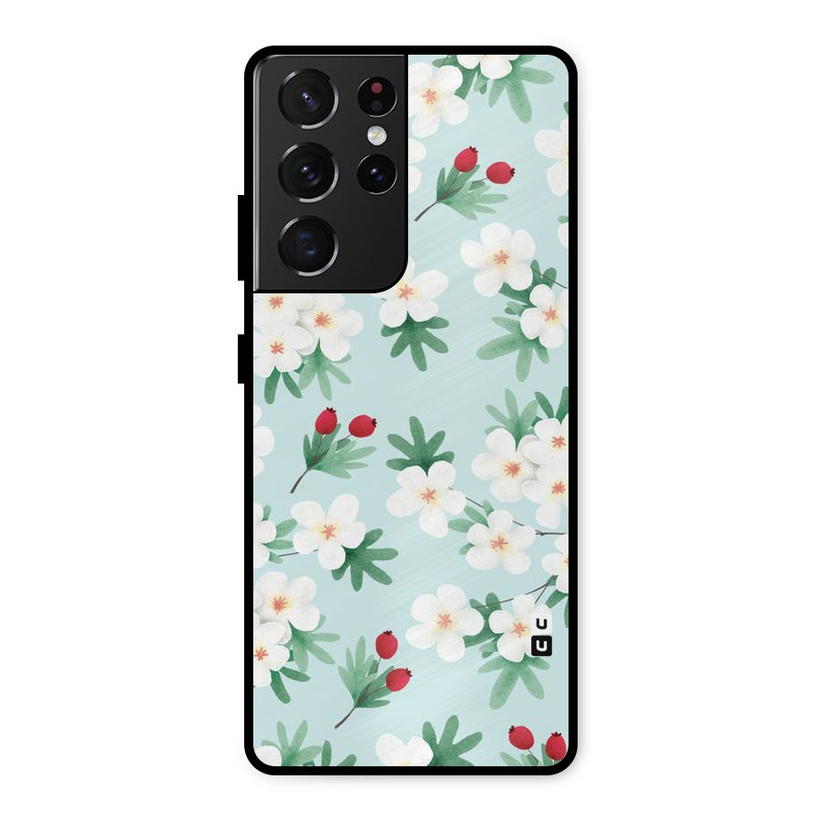 Flowers Pastel Metal Back Case for Galaxy S21 Ultra 5G