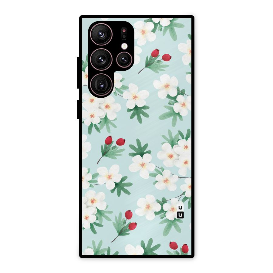 Flowers Pastel Metal Back Case for Galaxy S22 Ultra 5G