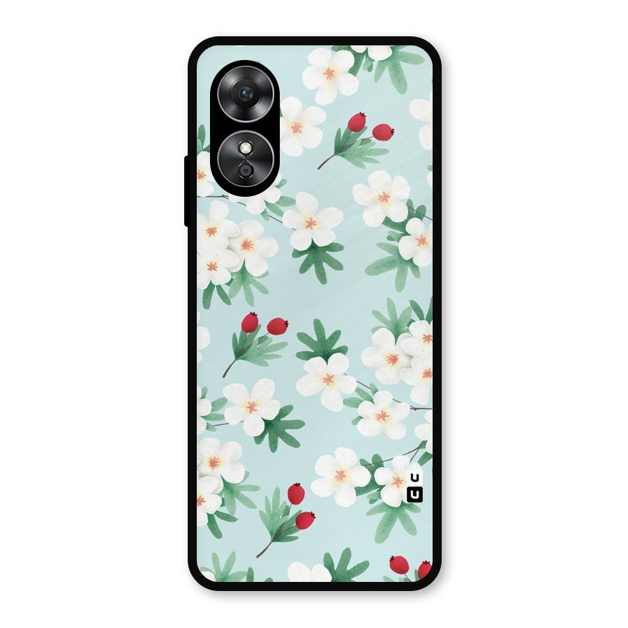 Flowers Pastel Metal Back Case for Oppo A17