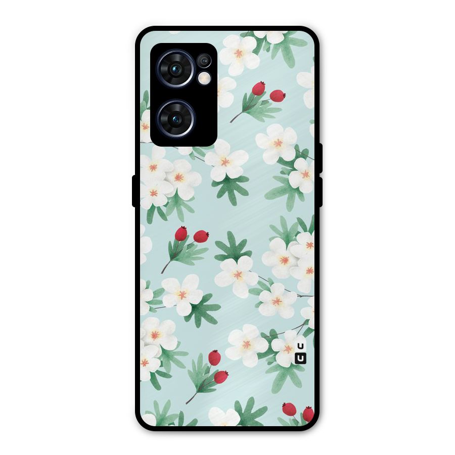 Flowers Pastel Metal Back Case for Oppo Reno7 5G