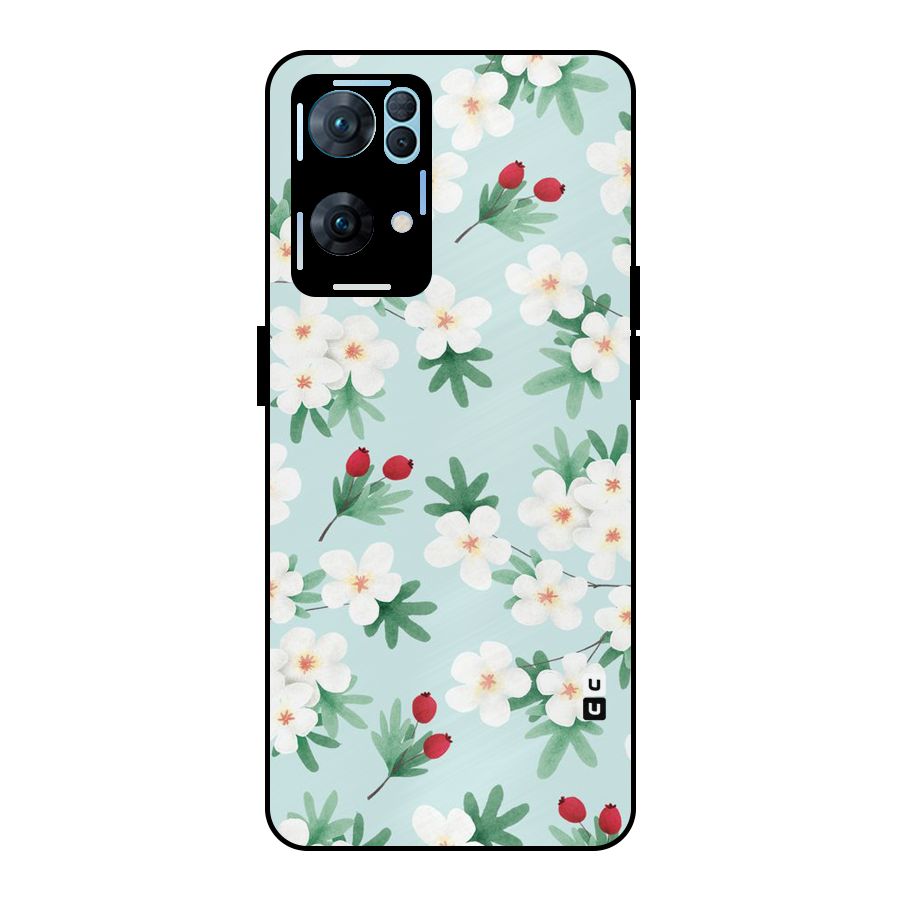Flowers Pastel Metal Back Case for Oppo Reno7 Pro 5G
