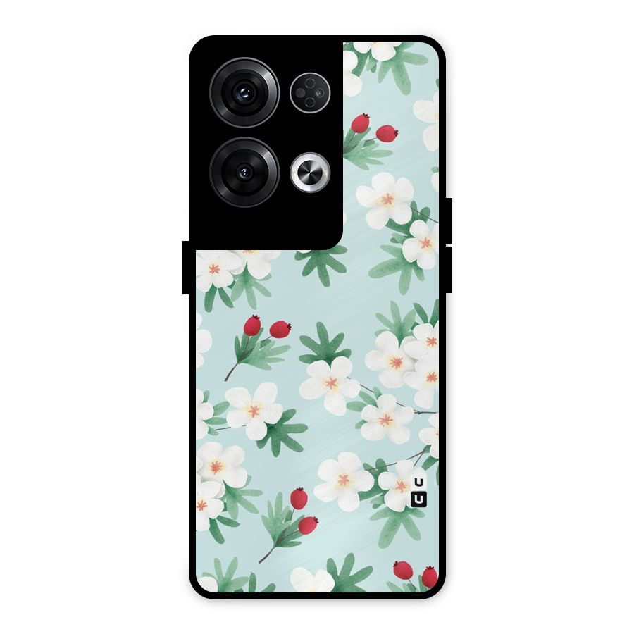 Flowers Pastel Metal Back Case for Oppo Reno8 Pro 5G