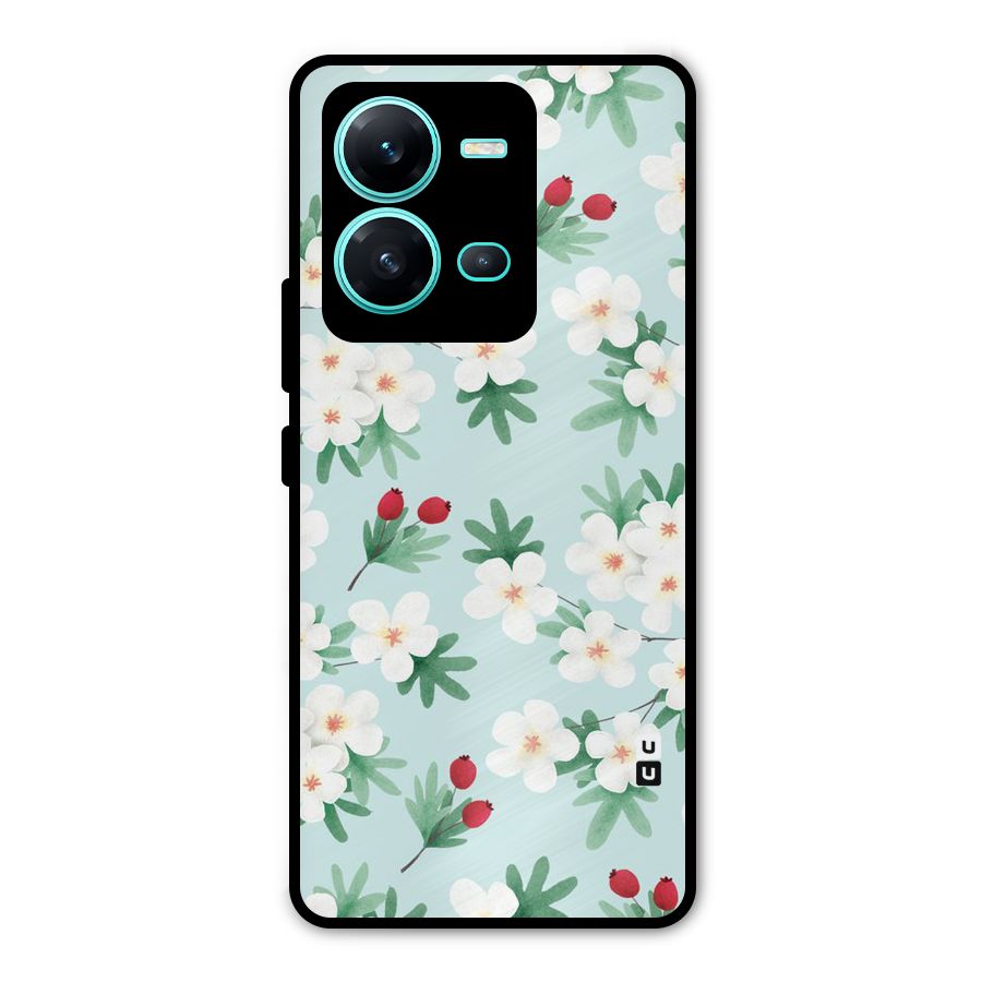 Flowers Pastel Metal Back Case for Vivo V25