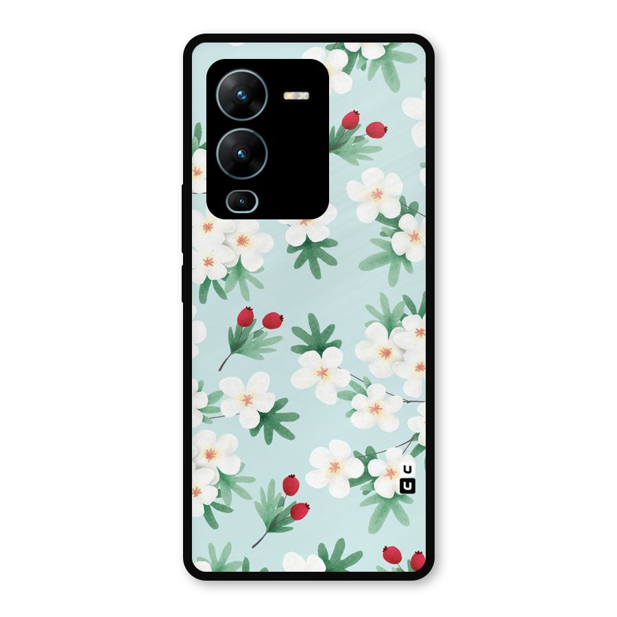 Flowers Pastel Metal Back Case for Vivo V25 Pro