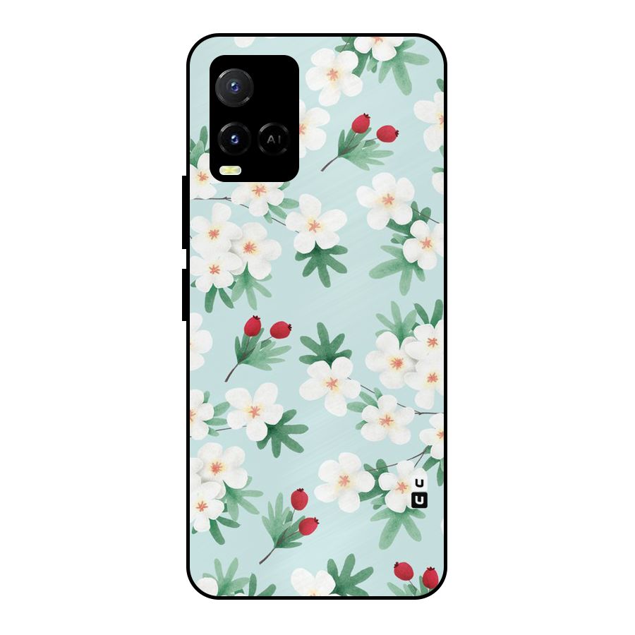 Flowers Pastel Metal Back Case for Vivo Y33s