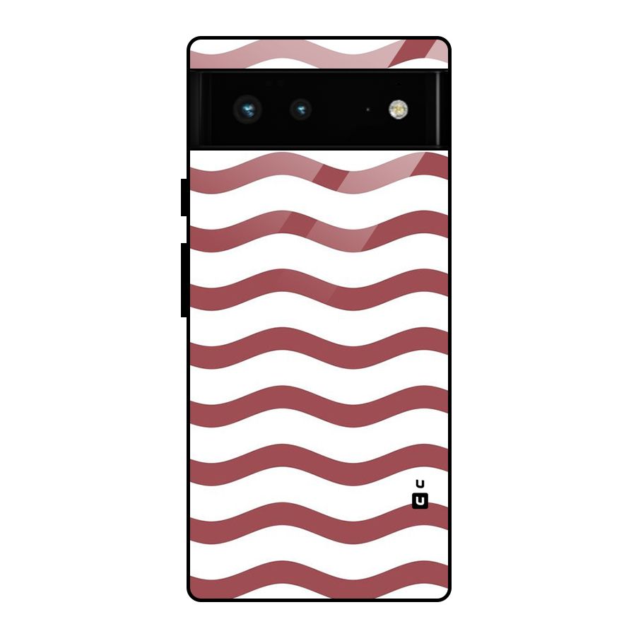 Flowing Stripes Red White Glass Back Case for Google Pixel 6