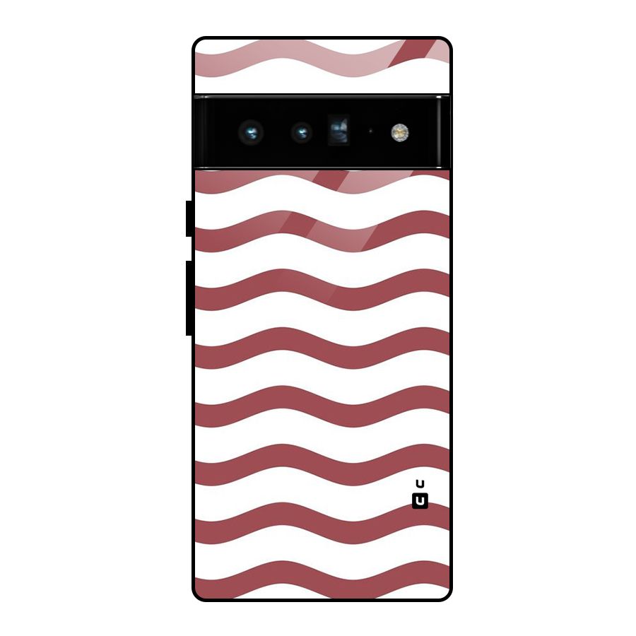 Flowing Stripes Red White Glass Back Case for Google Pixel 6 Pro