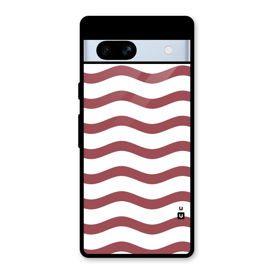 Flowing Stripes Red White Glass Back Case for Google Pixel 7a