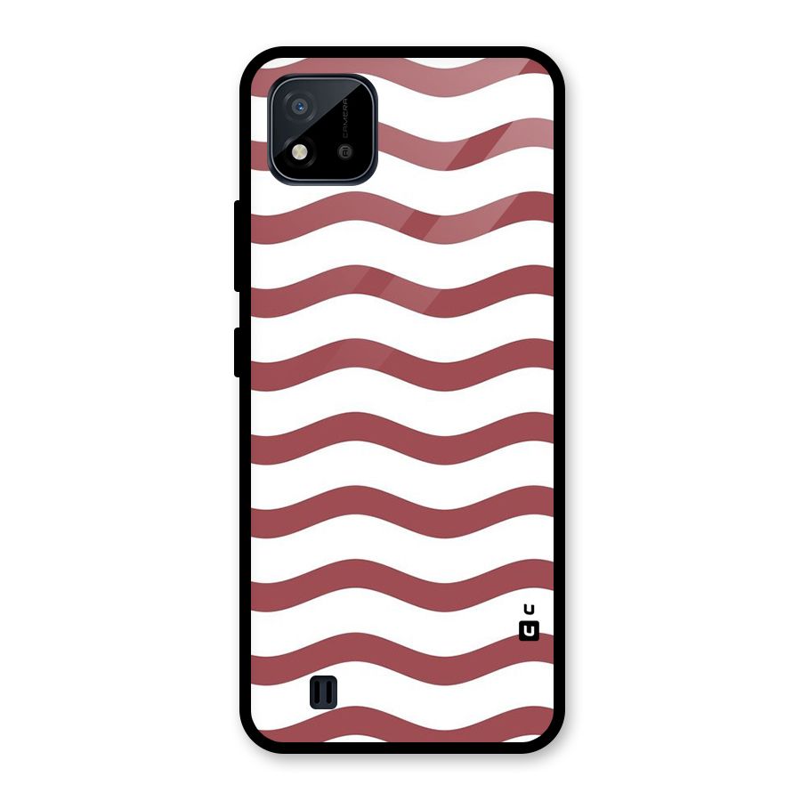 Flowing Stripes Red White Glass Back Case for Realme C11 2021