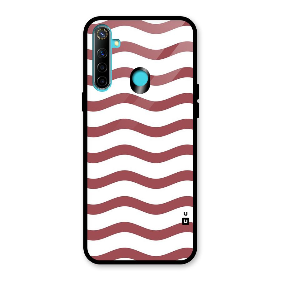 Flowing Stripes Red White Glass Back Case for Realme Narzo 10