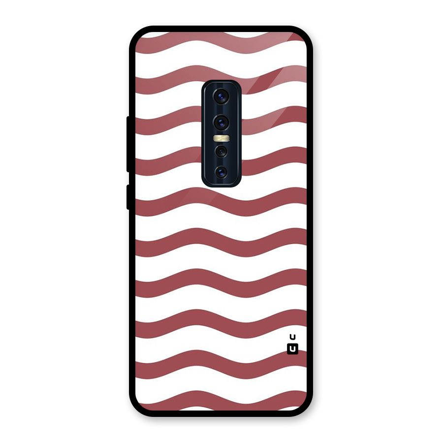 Flowing Stripes Red White Glass Back Case for Vivo V17 Pro