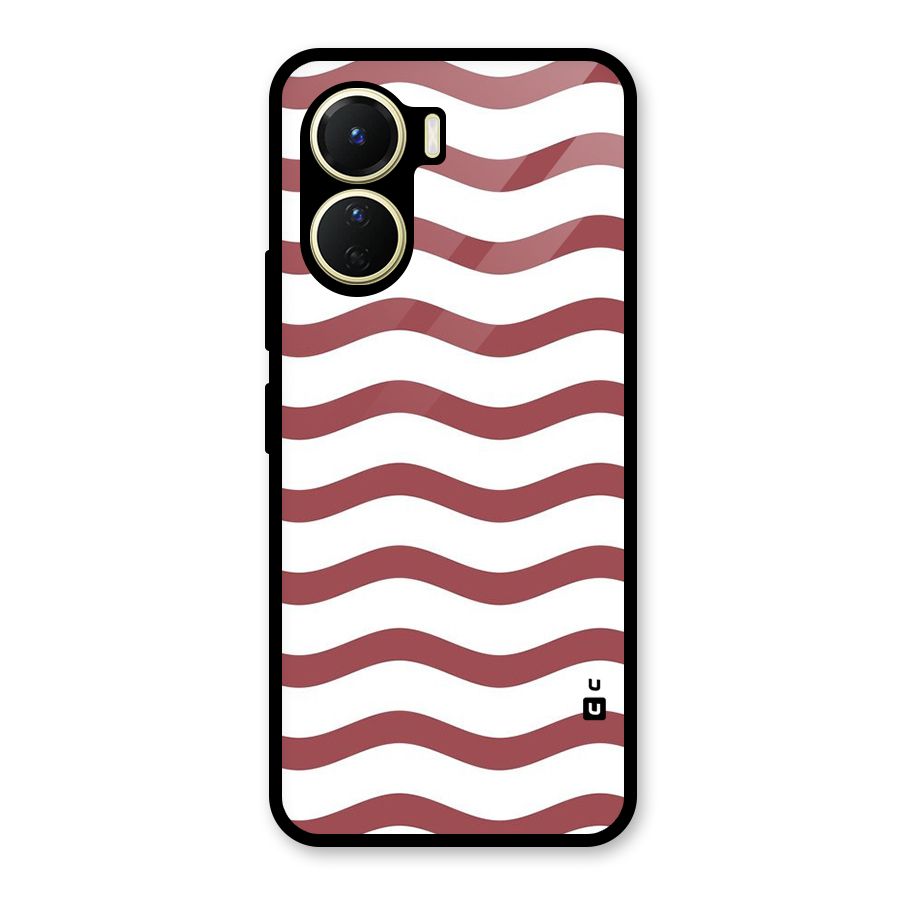 Flowing Stripes Red White Glass Back Case for Vivo Y16