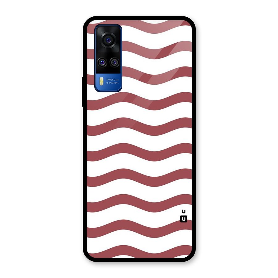 Flowing Stripes Red White Glass Back Case for Vivo Y31