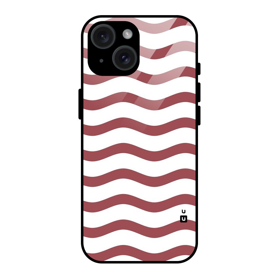 Flowing Stripes Red White Glass Back Case for iPhone 15