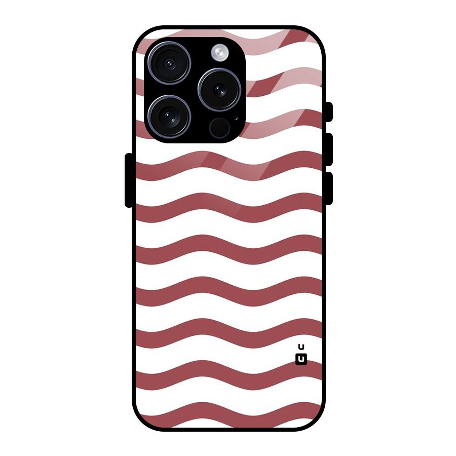 Flowing Stripes Red White Glass Back Case for iPhone 15 Pro