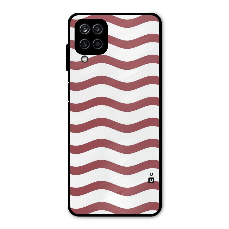 Flowing Stripes Red White Metal Back Case for Galaxy A12