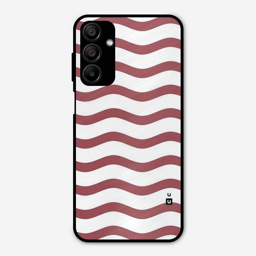 Flowing Stripes Red White Metal Back Case for Galaxy A15 5G