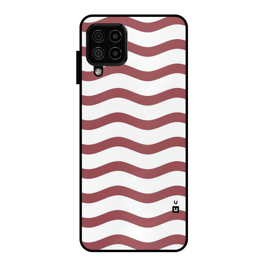 Flowing Stripes Red White Metal Back Case for Galaxy A22 4G