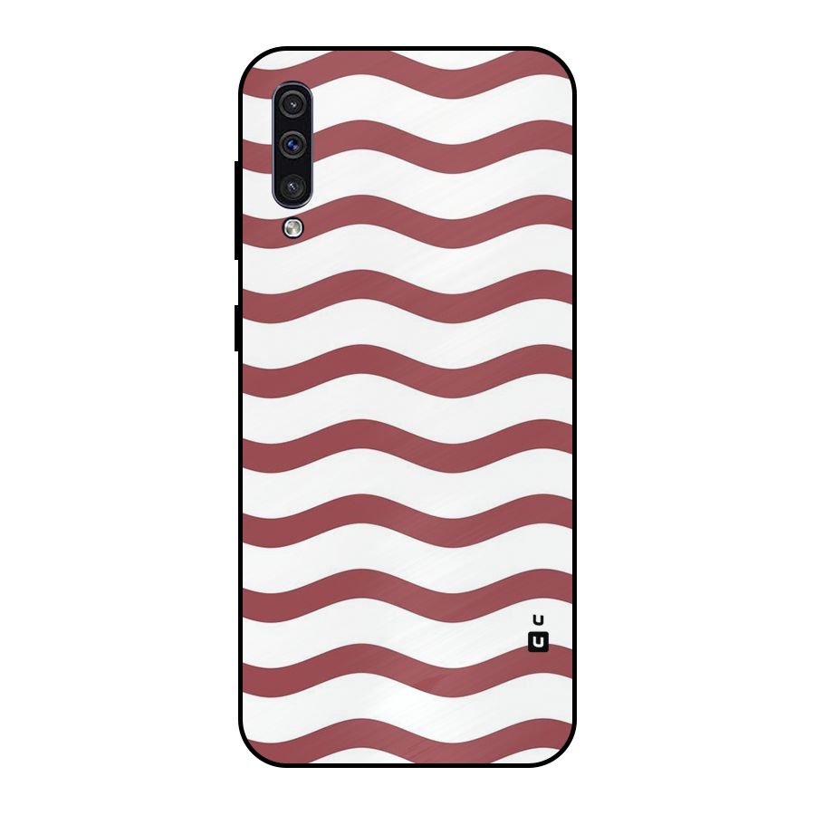 Flowing Stripes Red White Metal Back Case for Galaxy A50s