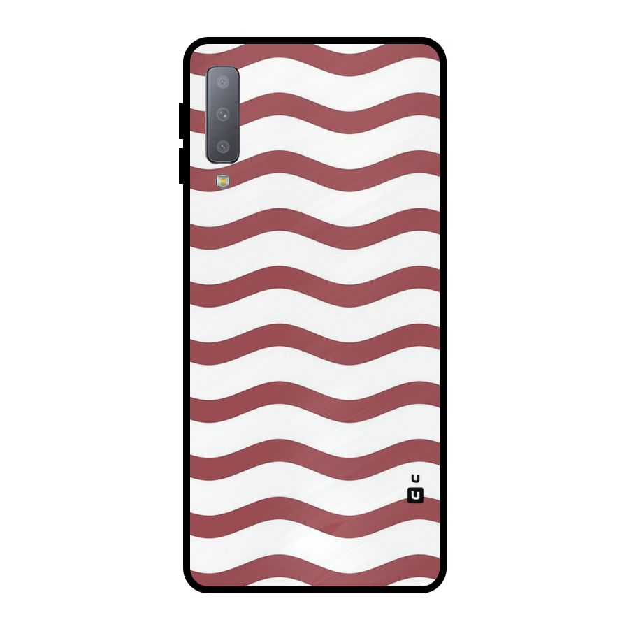 Flowing Stripes Red White Metal Back Case for Galaxy A7 (2018)