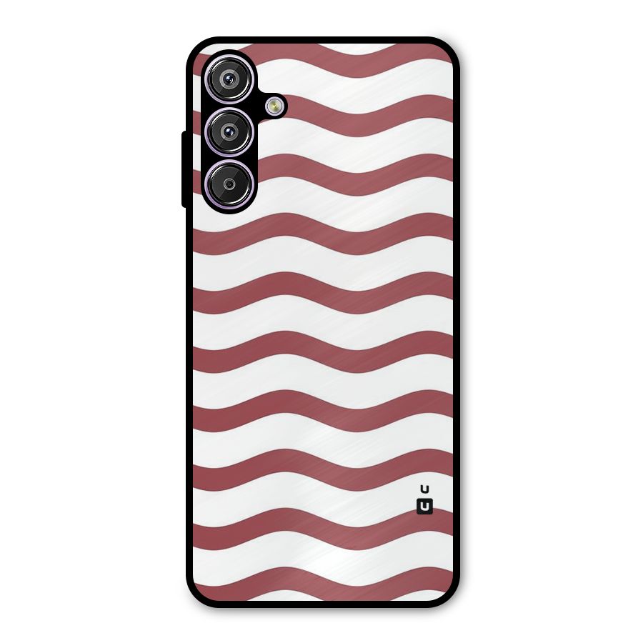 Flowing Stripes Red White Metal Back Case for Galaxy F15