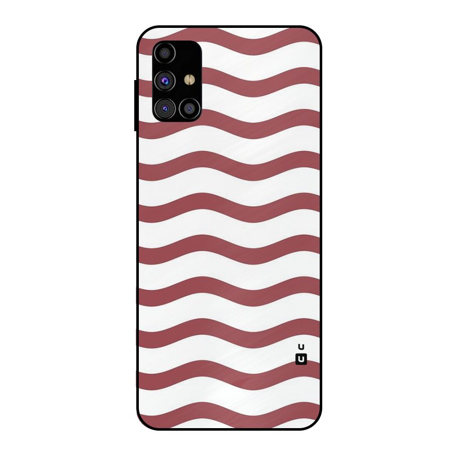 Flowing Stripes Red White Metal Back Case for Galaxy M31s