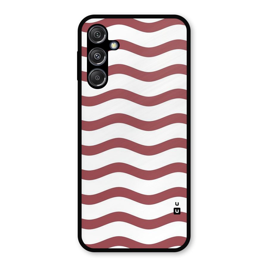 Flowing Stripes Red White Metal Back Case for Galaxy M34 5G