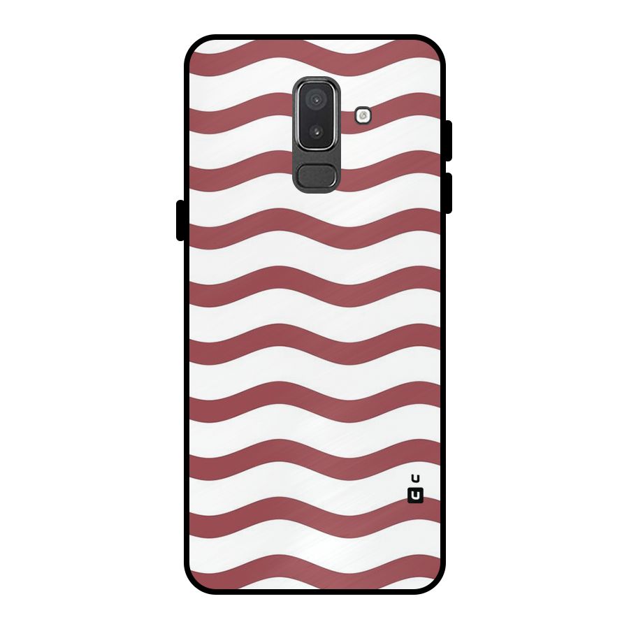 Flowing Stripes Red White Metal Back Case for Galaxy On8 (2018)