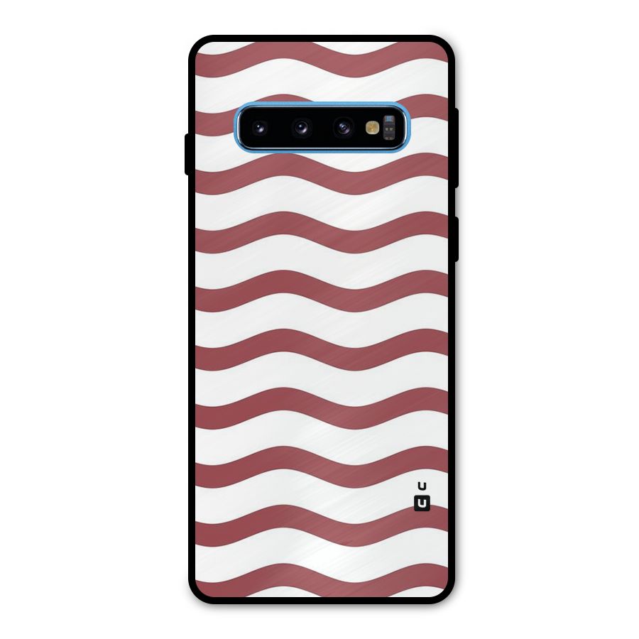 Flowing Stripes Red White Metal Back Case for Galaxy S10