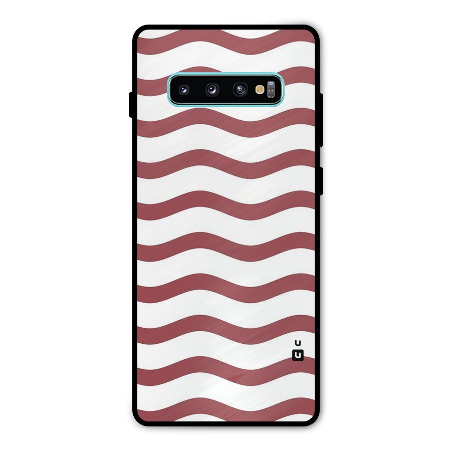 Flowing Stripes Red White Metal Back Case for Galaxy S10 Plus