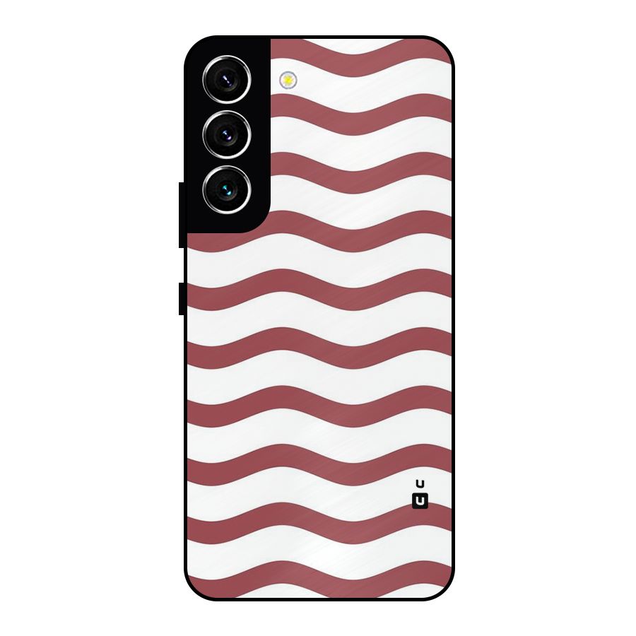 Flowing Stripes Red White Metal Back Case for Galaxy S22 5G