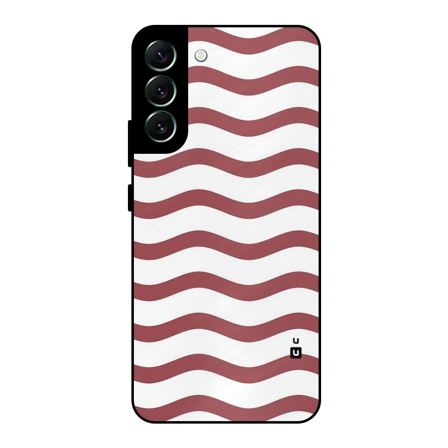 Flowing Stripes Red White Metal Back Case for Galaxy S22 Plus 5G