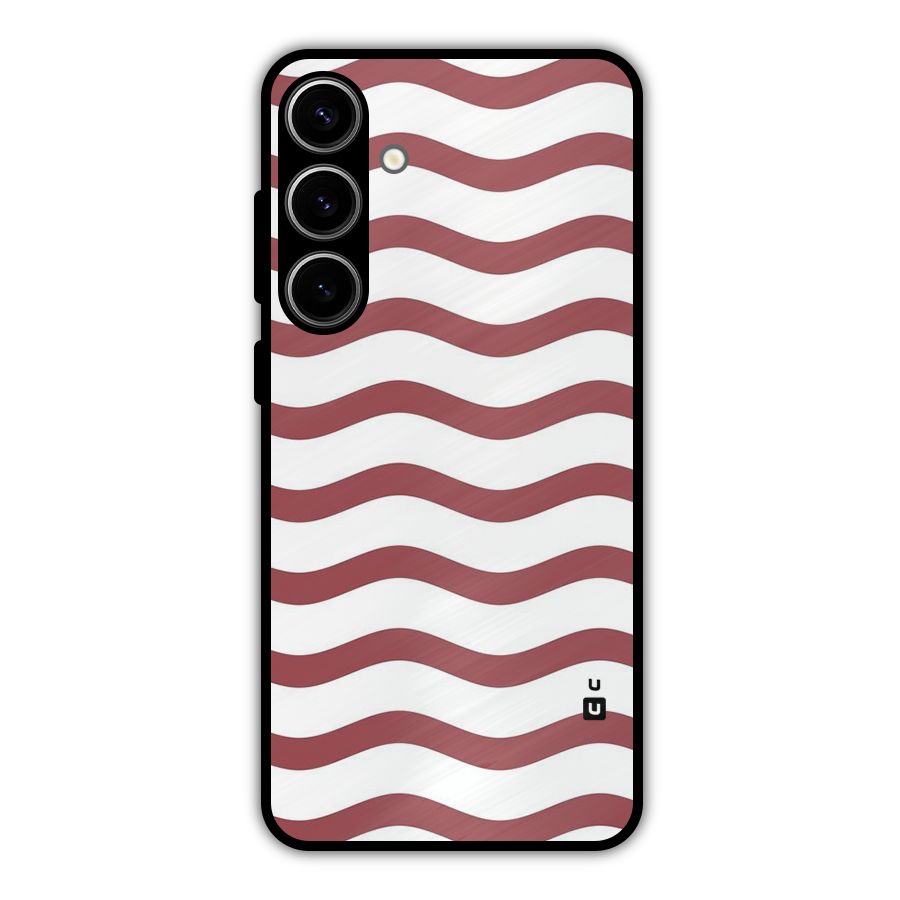 Flowing Stripes Red White Metal Back Case for Galaxy S24 Plus