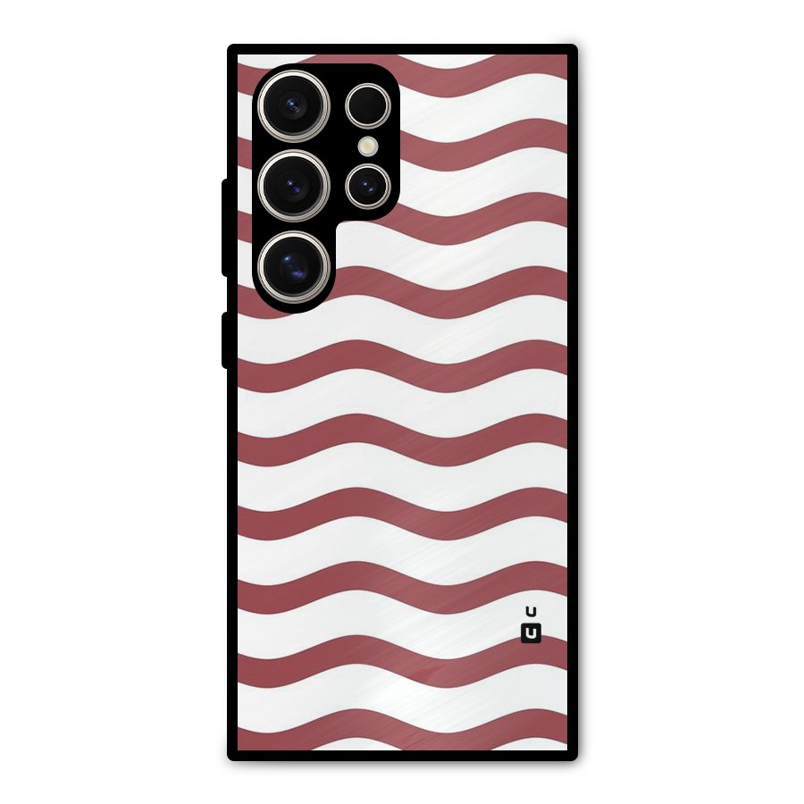 Flowing Stripes Red White Metal Back Case for Galaxy S24 Ultra